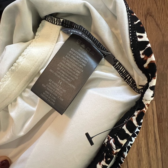 Vince Camuto womens Tanzania Cheetah Logo Ring Belted Bandeau One-piece size14 - Picture 3 of 5